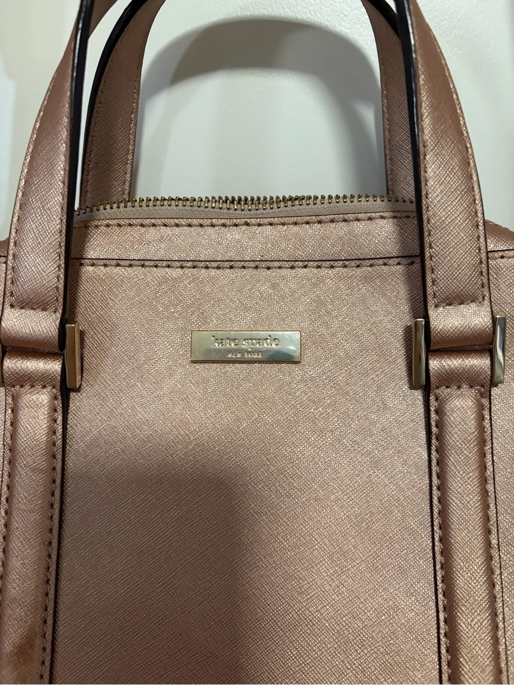 kate spade NY Small Felix Newberry Lane Metallic Rose Gold Crossbody Satchel